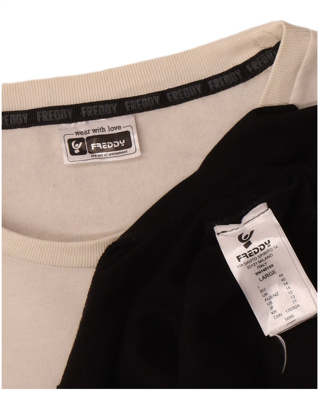Freddy Womens Graphic Sweatshirt Jumper UK 14 Large Black Colourblock