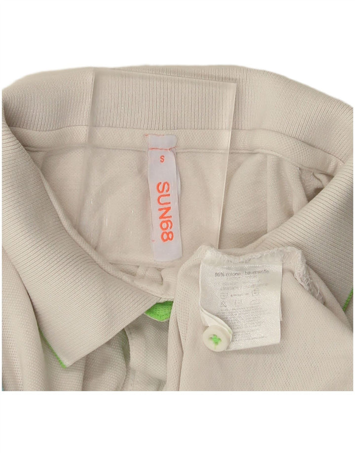Sun68 Mens Polo Shirt Small White Cotton