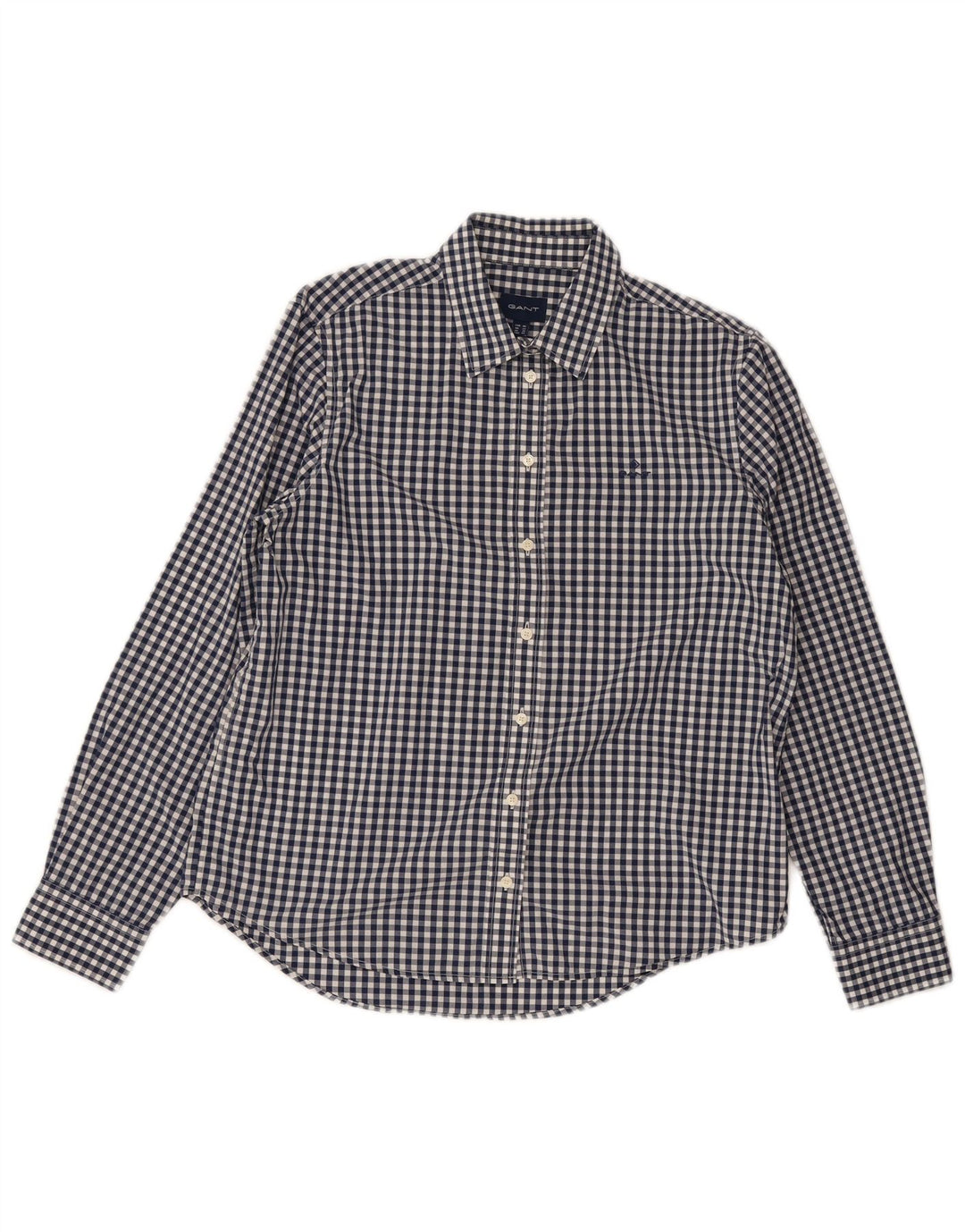 Gant Womens Shirt UK 12 Medium Blue Gingham Cotton