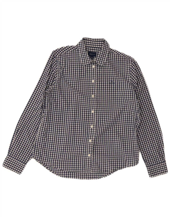 Gant Womens Shirt UK 12 Medium Blue Gingham Cotton