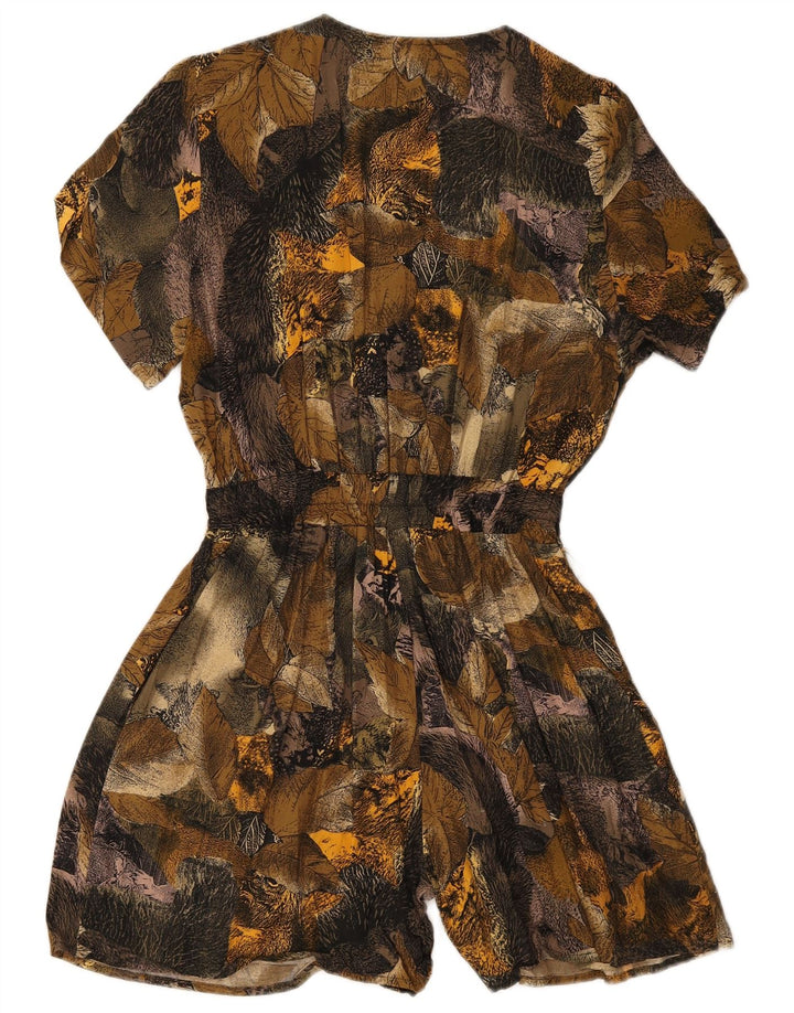 Vintage Womens Abstract Pattern Playsuit UK 14 Large Green