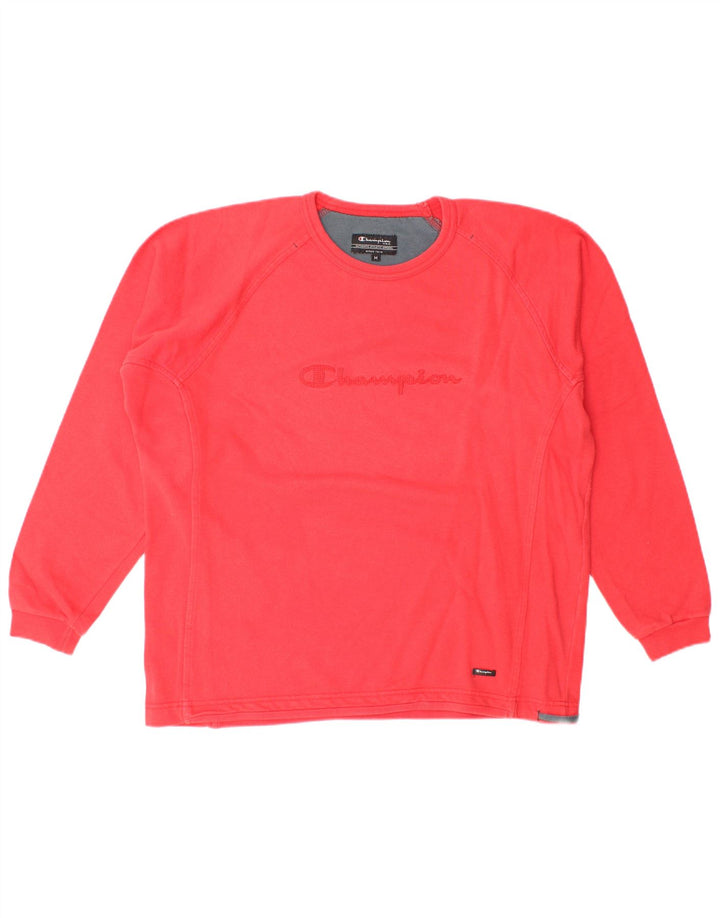 Champion Mens Graphic Top Long Sleeve Medium Red Cotton
