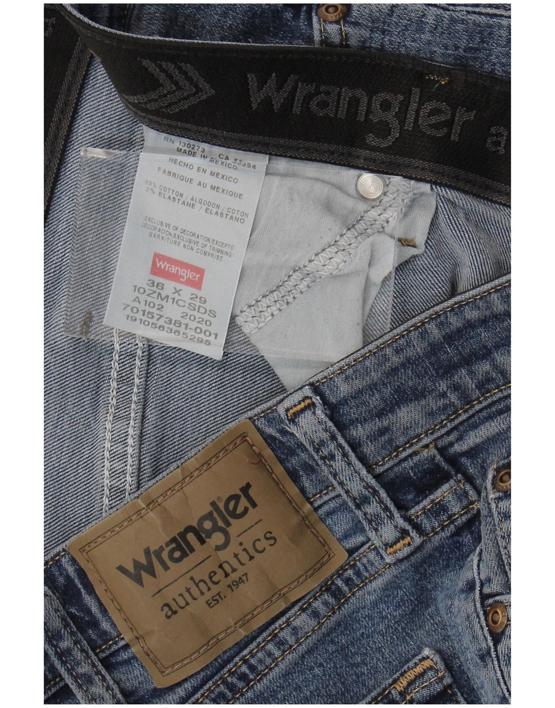 WRANGLER Mens Straight Jeans W36 L29 Blue Cotton