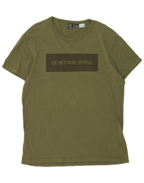 G-Star Mens Graphic T-Shirt Top Large Green Cotton