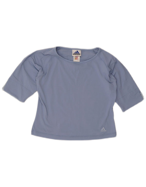 Adidas Womens Crop T-Shirt Top UK 10 Small  Blue Polyester