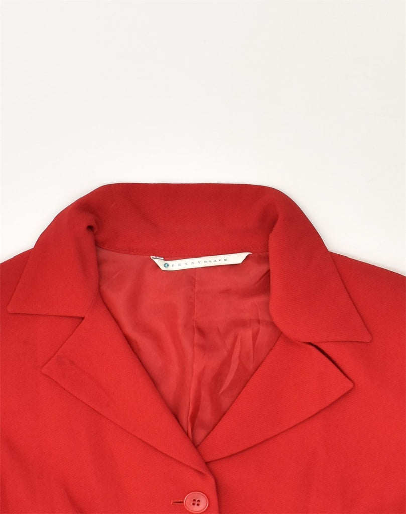 PENNY BLACK Womens 3 Button Blazer Jacket IT 42 Medium Red Viscose | Vintage Penny Black | Thrift | Second-Hand Penny Black | Used Clothing | Messina Hembry 