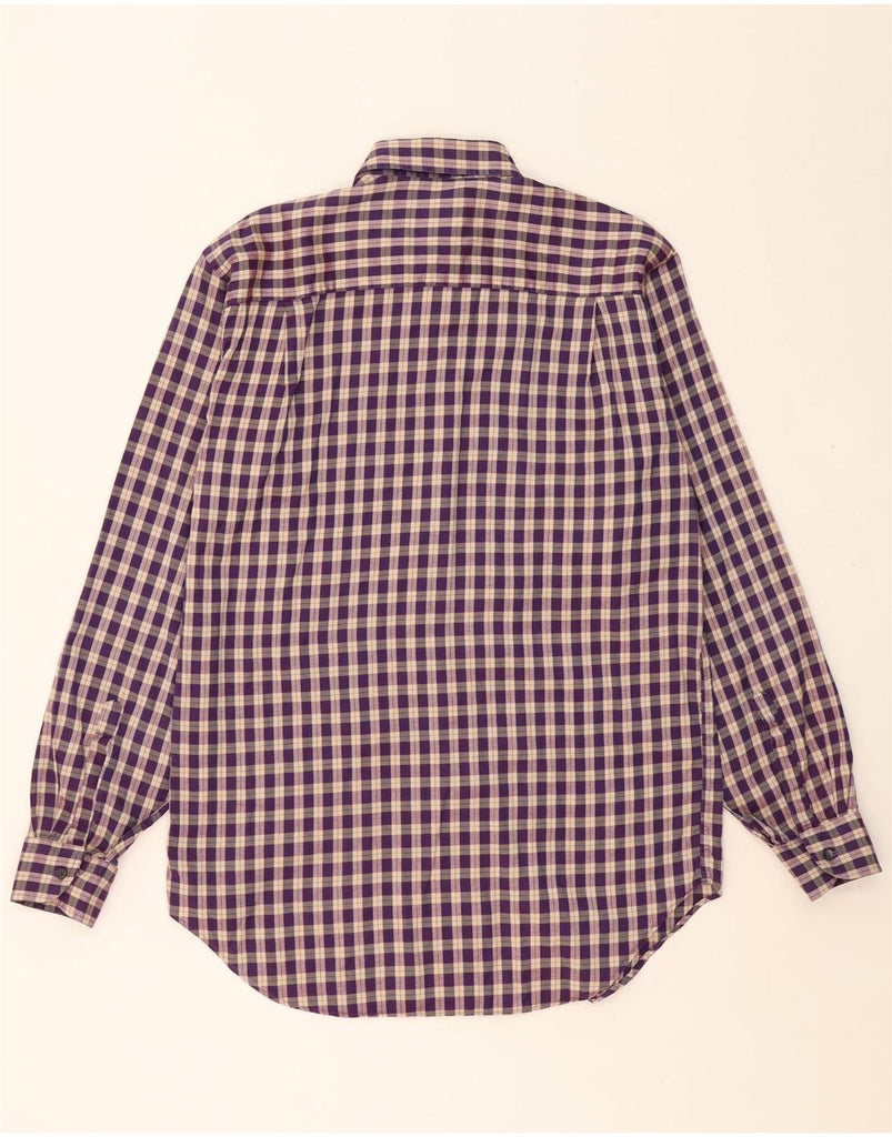 TRUSSARDI Mens Shirt Size 40 15 1/2 Medium Purple Check Vintage Trussardi and Second-Hand Trussardi from Messina Hembry 