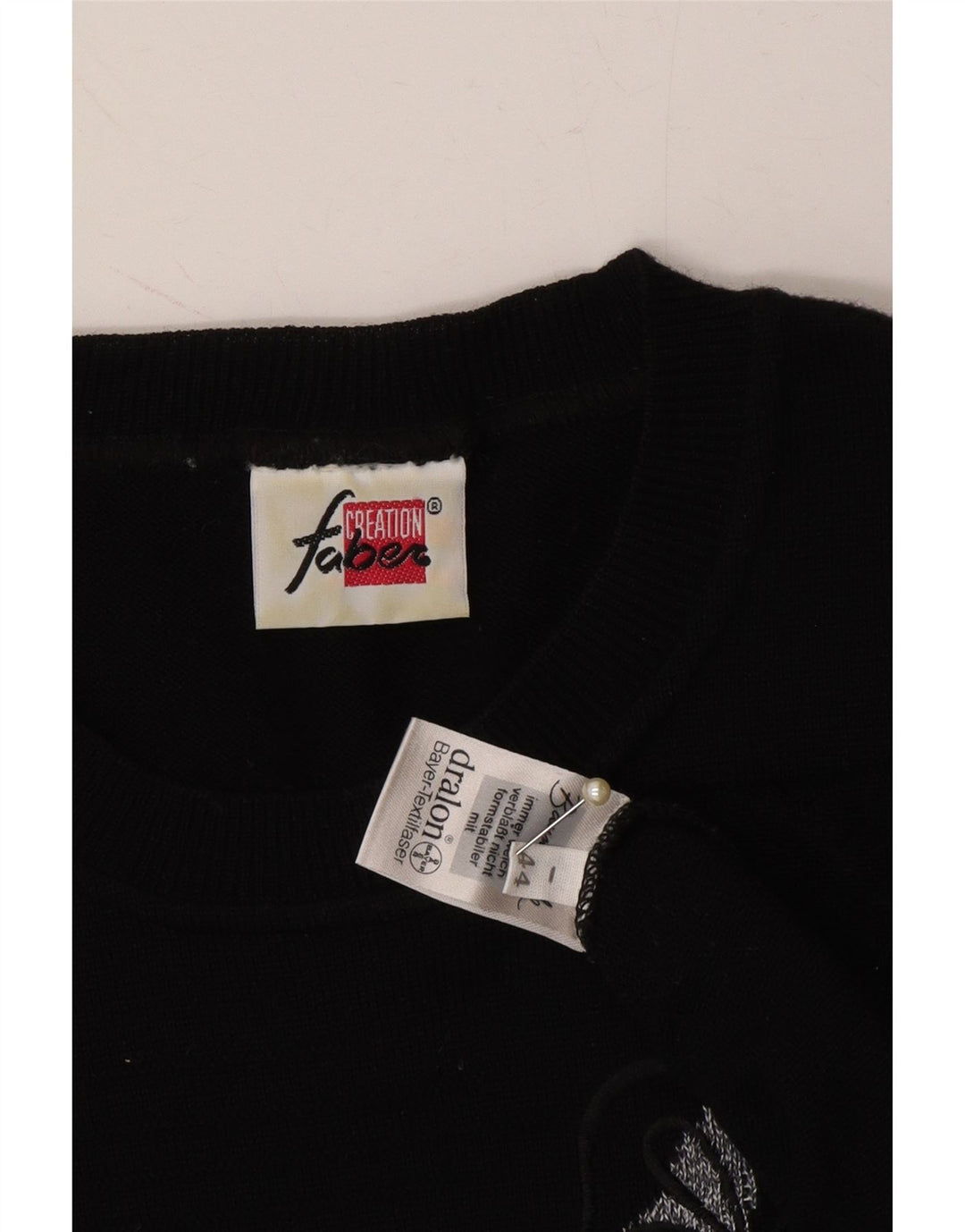 FABER Womens Graphic Crew Neck Jumper Sweater IT 44 Medium Black Vintage Faber and Second-Hand Faber from Messina Hembry 