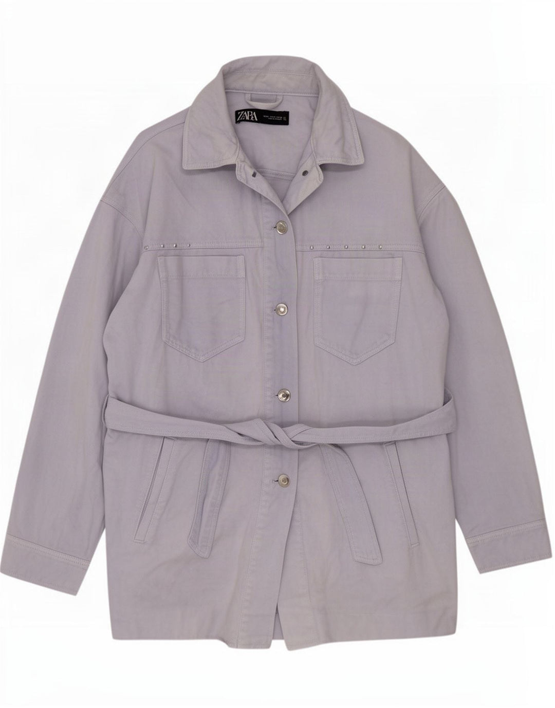 Zara Womens Oversized Utility Jacket UK 14 Medium Blue Cotton
