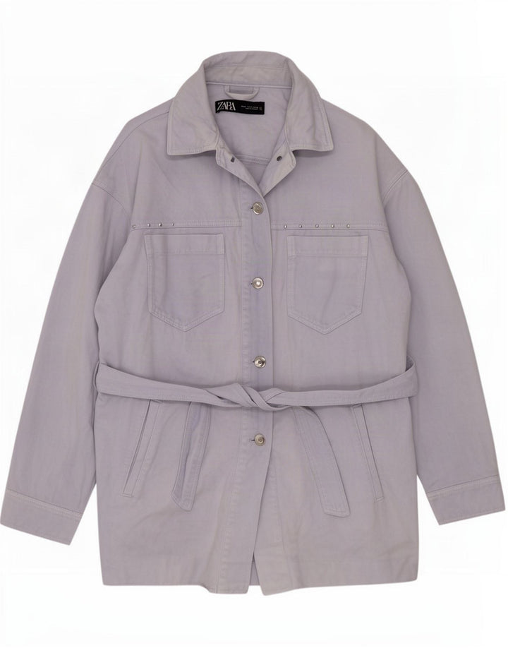 Zara Womens Oversized Utility Jacket UK 14 Medium Blue Cotton