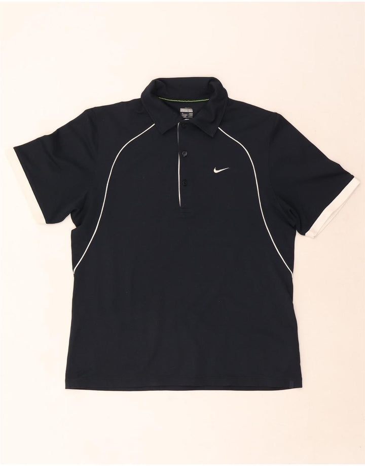 Nike Mens Polo Shirt UK 39/41 Medium Navy Blue Colourblock Polyester