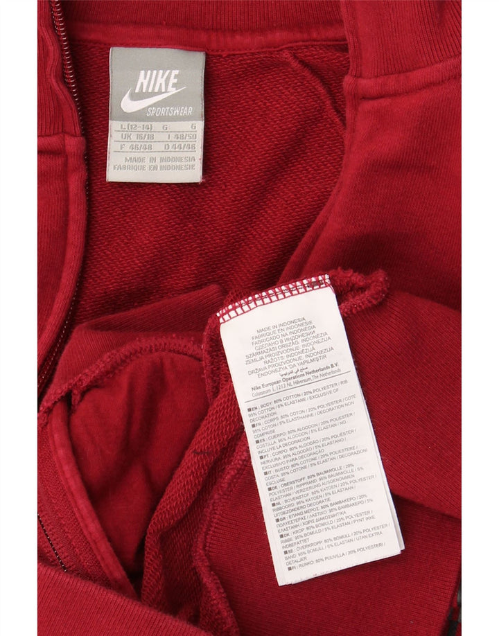 Nike Womens Tracksuit Top Jacket UK 16/18 Large Red Colourblock Cotton