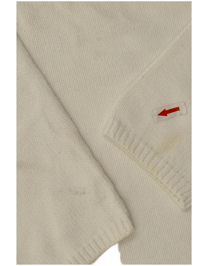 Marks & Spencer Womens Crew Neck Jumper Sweater UK 16 Large White Cotton