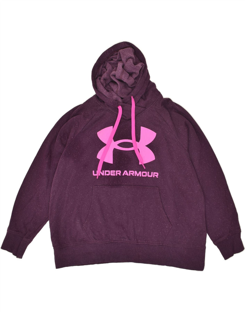 UNDER ARMOUR Womens Graphic Hoodie Jumper IT 48/50 XL Purple Flecked | Vintage Under Armour | Thrift | Second-Hand Under Armour | Used Clothing | Messina Hembry 