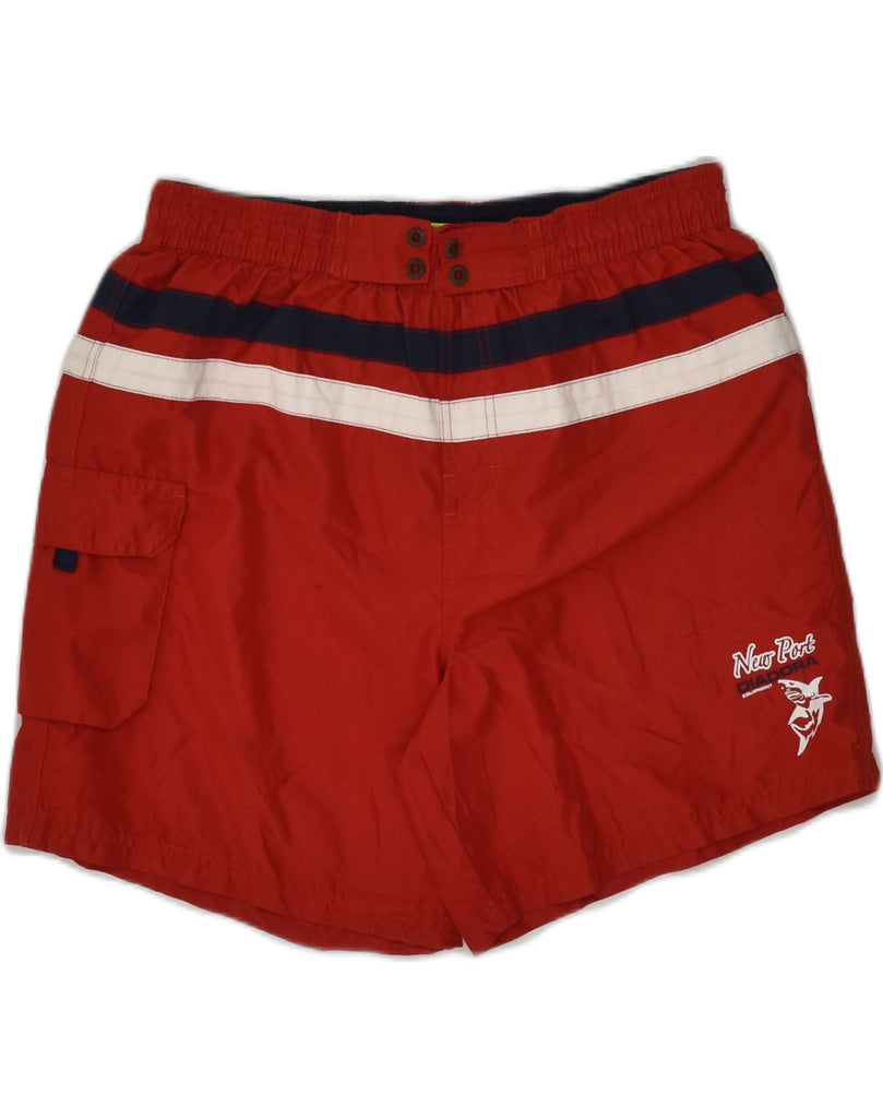 DIADORA Mens Swimming Shorts Large Red Striped Polyester | Vintage Diadora | Thrift | Second-Hand Diadora | Used Clothing | Messina Hembry 