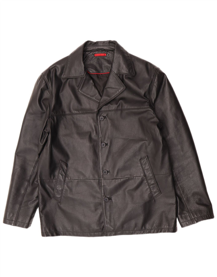 Vintage Mens Leather Jacket IT 52 XL Black Leather