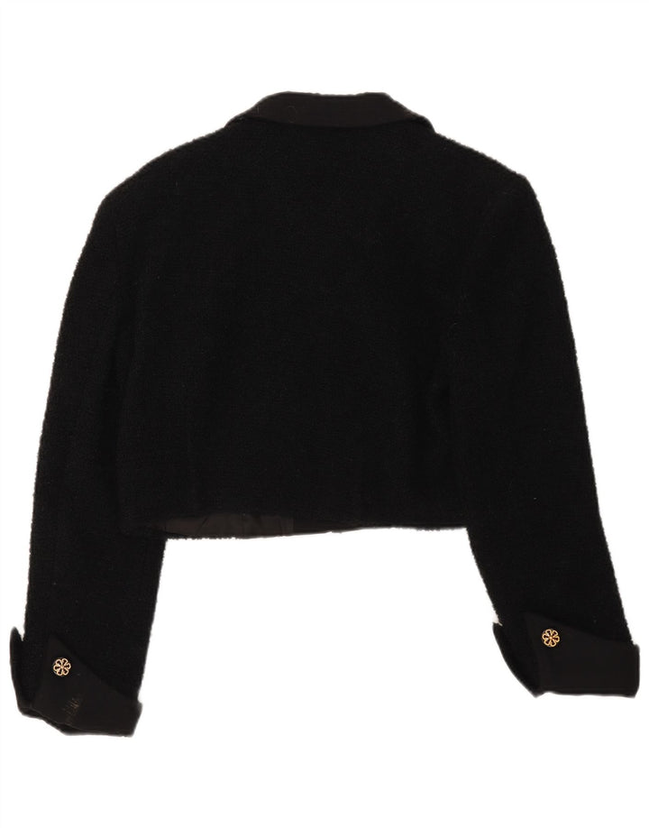 Vintage Womens Bolero Jacket UK 10 Small Black Wool