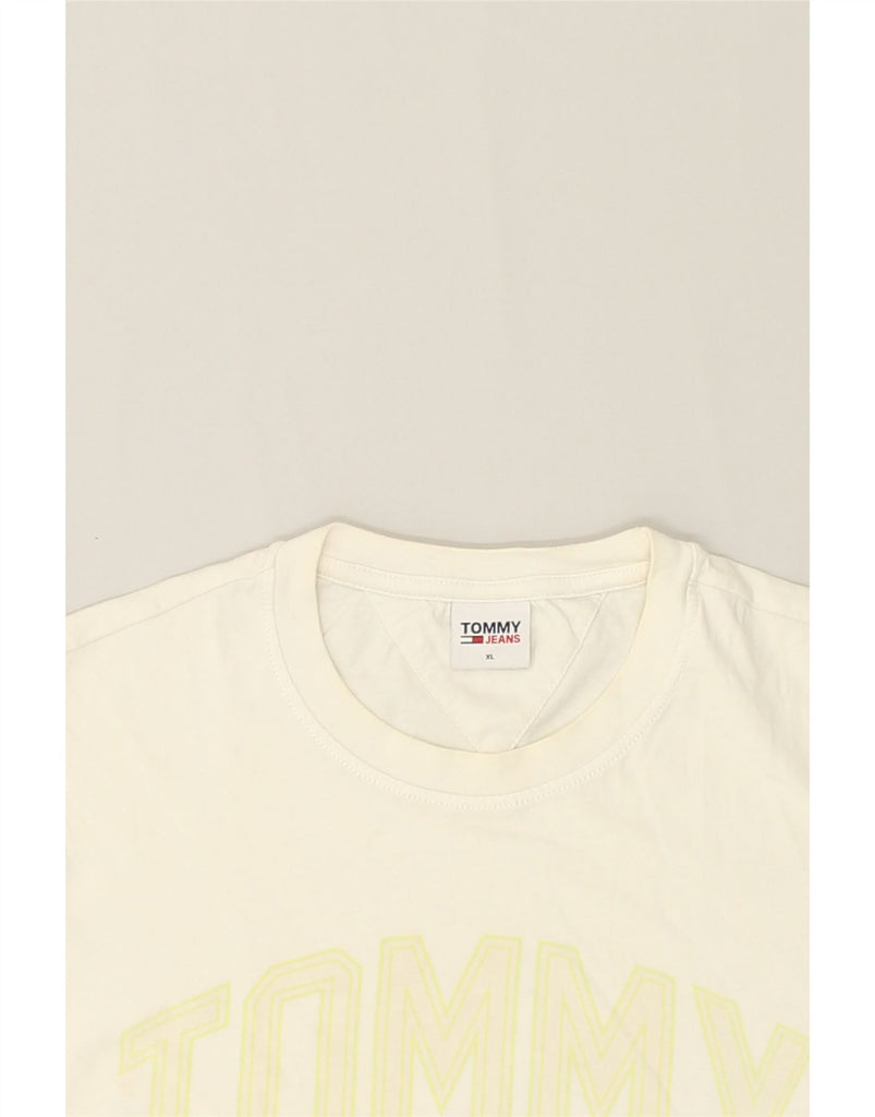 TOMMY HILFIGER Mens Graphic T-Shirt Top XL Off White Cotton | Vintage Tommy Hilfiger | Thrift | Second-Hand Tommy Hilfiger | Used Clothing | Messina Hembry 