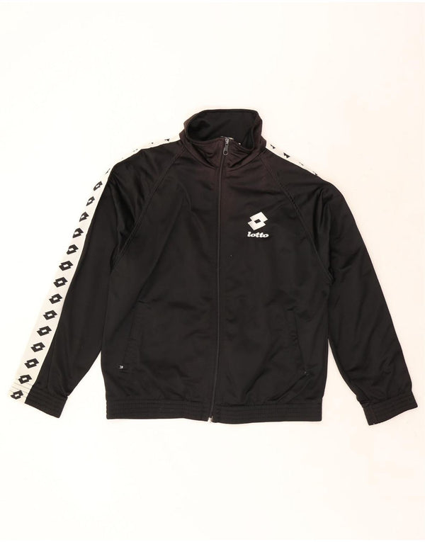 LOTTO Mens Graphic Tracksuit Top Jacket Small Black Colourblock Polyester