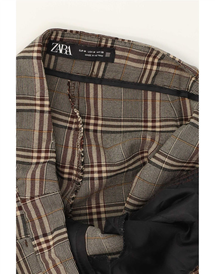 Zara Womens Slim Chino Trousers Medium W28 L27 Brown Check