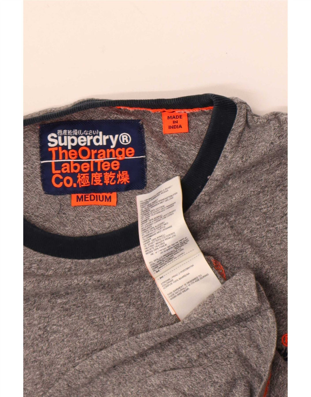 Superdry Mens T-Shirt Top Medium Grey Flecked Cotton