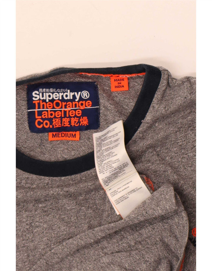 Superdry Mens T-Shirt Top Medium Grey Flecked Cotton