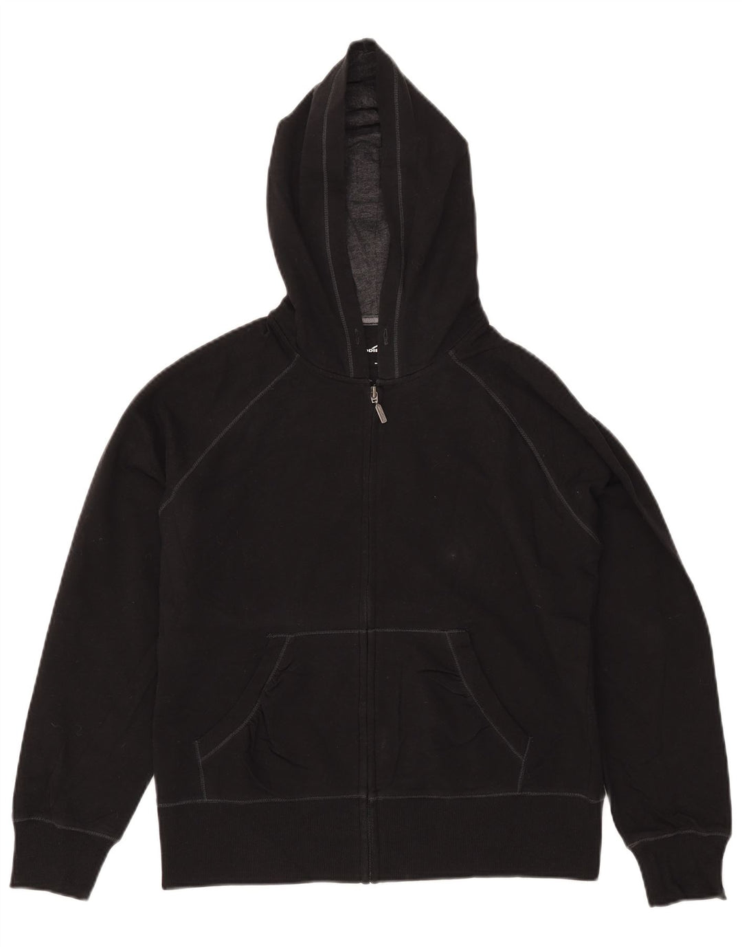 EDDIE BAUER Womens Zip Hoodie Sweater UK 14 Medium Black Cotton