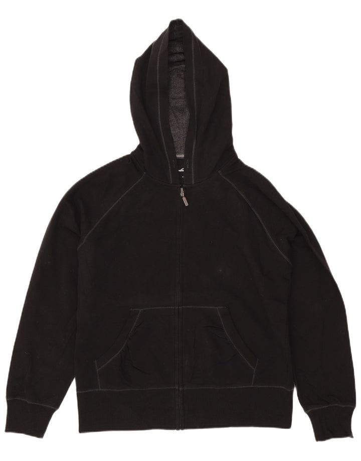 EDDIE BAUER Womens Zip Hoodie Sweater UK 14 Medium Black Cotton