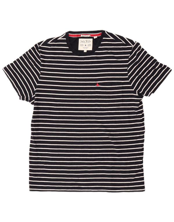 Jack Wills Mens Classic Fit T-Shirt Top XL Navy Blue Striped Cotton