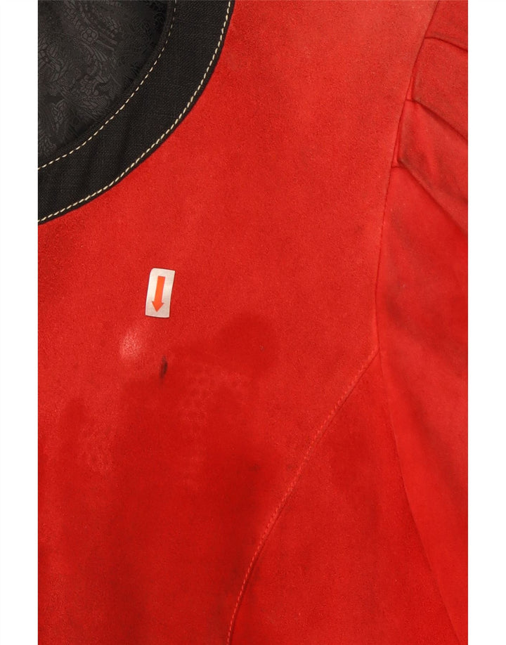 HELENE STRABER Womens Crop Suede Jacket IT 42 Medium Red Suede Vintage Helene Straber and Second-Hand Helene Straber from Messina Hembry 