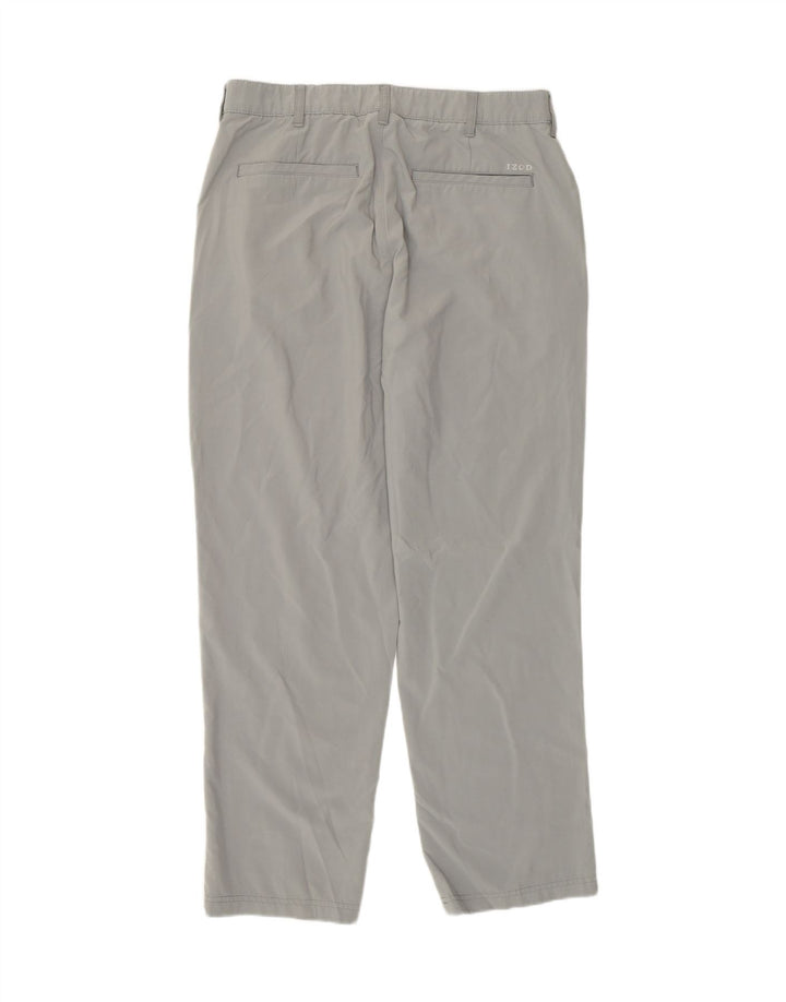 Izod Mens Chino Trousers W34 L30 Grey Polyester