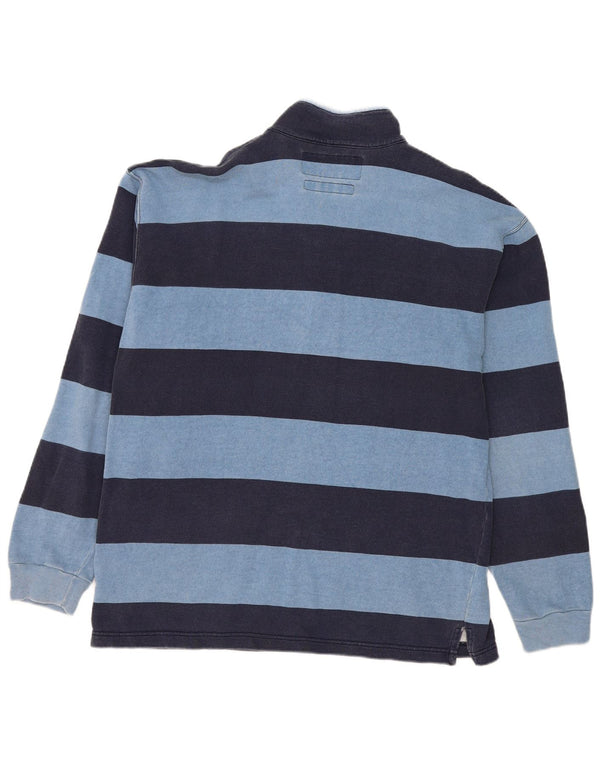 Invicta Mens Zip Neck Sweatshirt Jumper XL Blue Striped Cotton