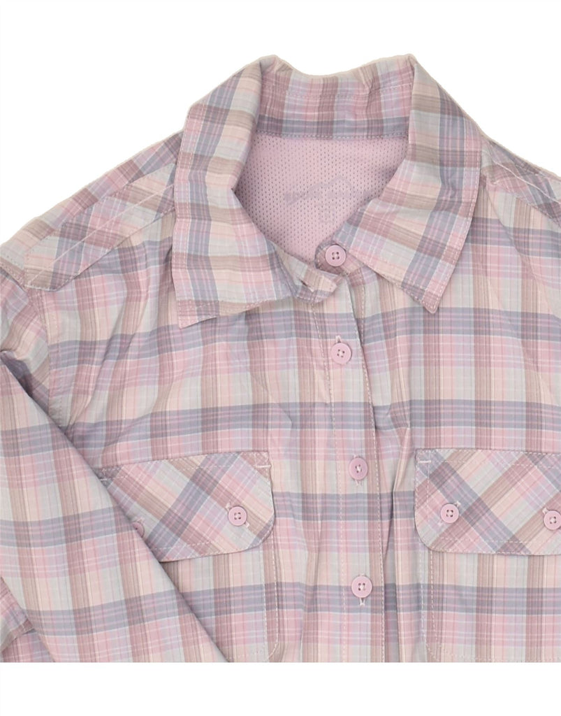 EDDIE BAUER Womens Shirt UK 14 Medium Pink Check Polyester | Vintage Eddie Bauer | Thrift | Second-Hand Eddie Bauer | Used Clothing | Messina Hembry 