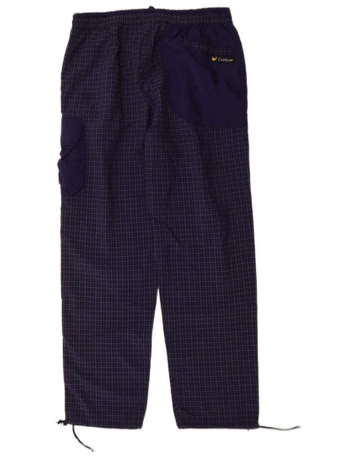Bailo Mens Straight Cargo Trousers XL Navy Blue Check Polyamide