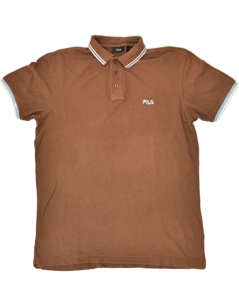 FILA Mens Polo Shirt Large Brown Cotton | Vintage Fila | Thrift | Second-Hand Fila | Used Clothing | Messina Hembry 