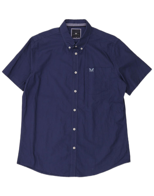 Crew Clothing Mens Short Sleeve Shirt Large Navy Blue Cotton
