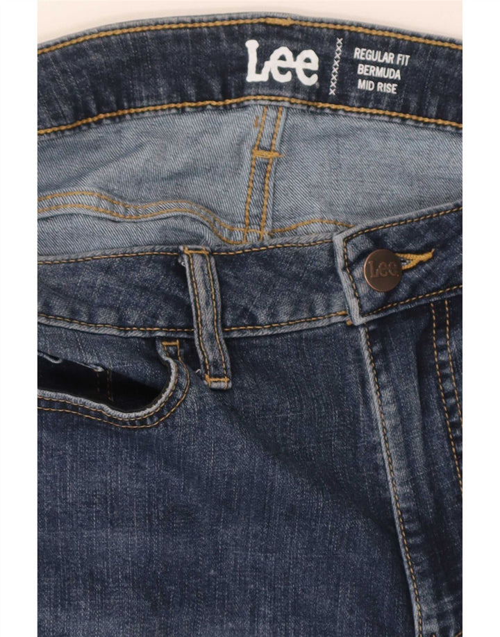 Lee Womens Bermuda Mid Rise Regular Fit Denim Shorts W32 Large Blue