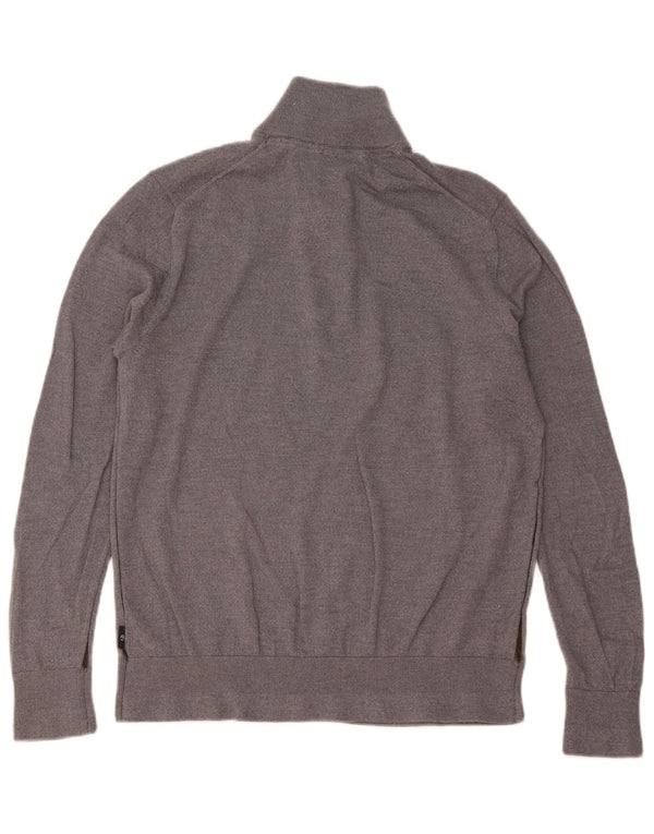TED BAKER Mens Zip Neck Jumper Sweater Size 6 2XL Grey Wool