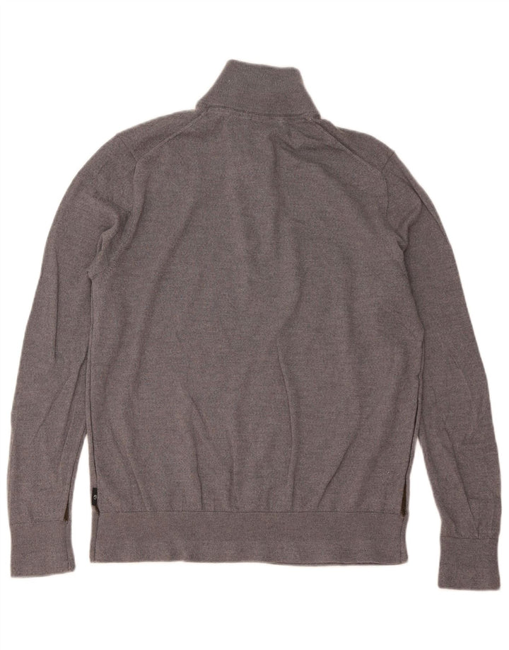 TED BAKER Mens Zip Neck Jumper Sweater Size 6 2XL Grey Wool