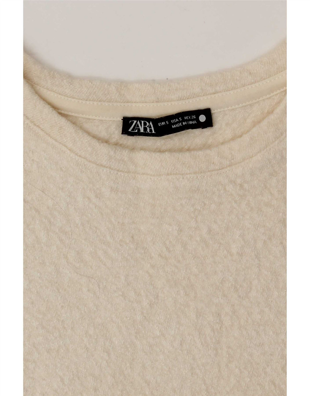Zara Womens Crop T-Shirt Top UK 10 Small Off White