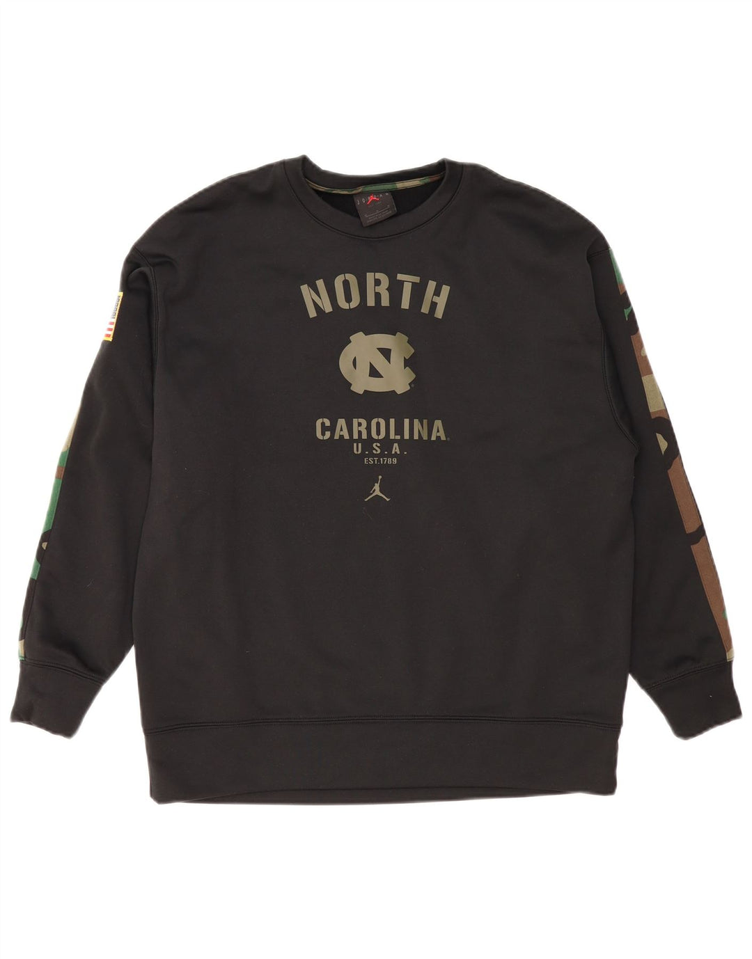 JORDAN Mens North Carolina Sweatshirt Jumper Medium Black Camouflage