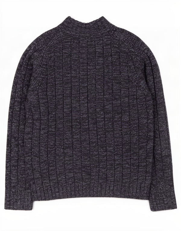 Marks & Spencer Mens Zip Neck Jumper Sweater Large Navy Blue Flecked