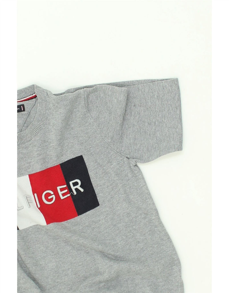 TOMMY HILFIGER Boys Graphic Sweatshirt Jumper 9-10 Years Grey | Vintage Tommy Hilfiger | Thrift | Second-Hand Tommy Hilfiger | Used Clothing | Messina Hembry 