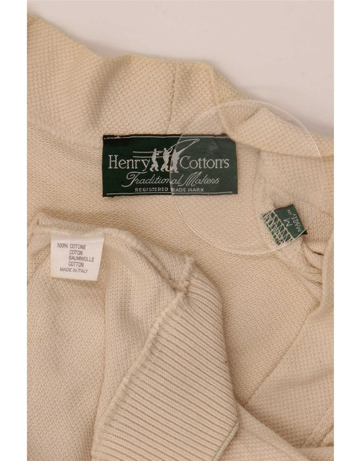 Henry Cottons Mens Cardigan Sweater Medium Beige Cotton
