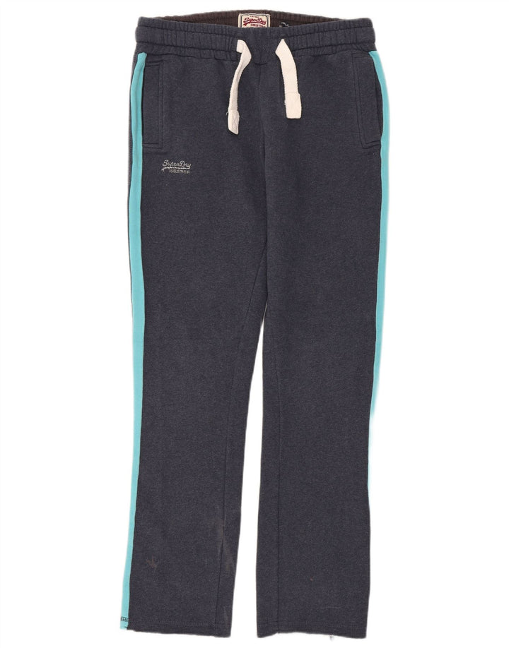 Superdry Womens Slim Tracksuit Trousers UK 14 Medium Navy Blue Colourblock