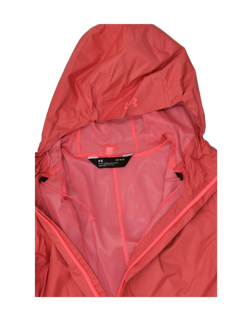 UNDER ARMOUR Womens Hooded Rain Jacket UK 16 Large Pink Polyester | Vintage Under Armour | Thrift | Second-Hand Under Armour | Used Clothing | Messina Hembry 