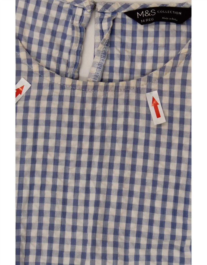 Marks & Spencer Womens Maxi Dress UK 14 Medium Blue Gingham Cotton