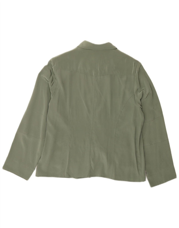 cherie Womens Shirt Blouse IT 46 Large Green Silk