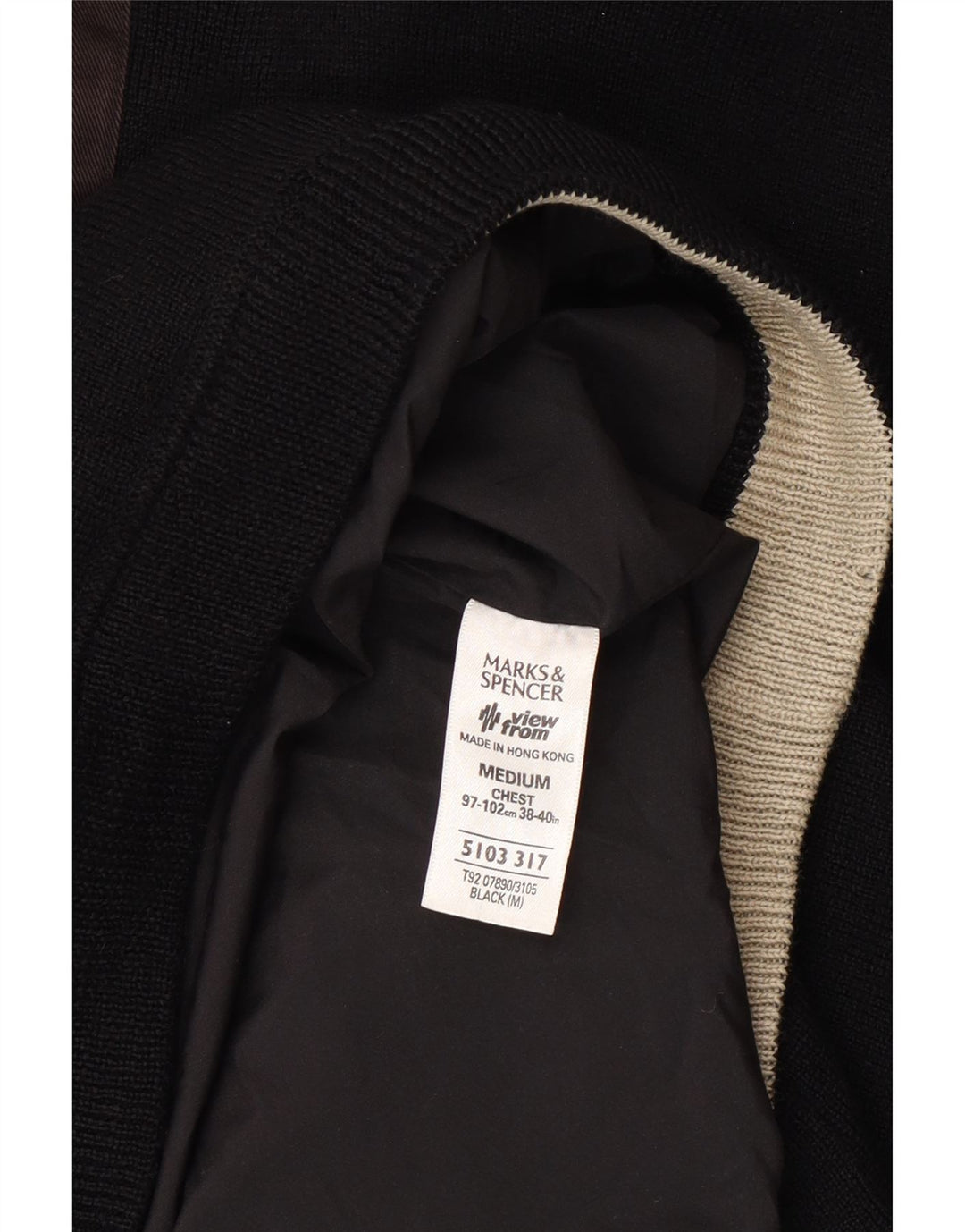 Marks & Spencer Mens Zip Neck Jumper Sweater Medium Black Acrylic