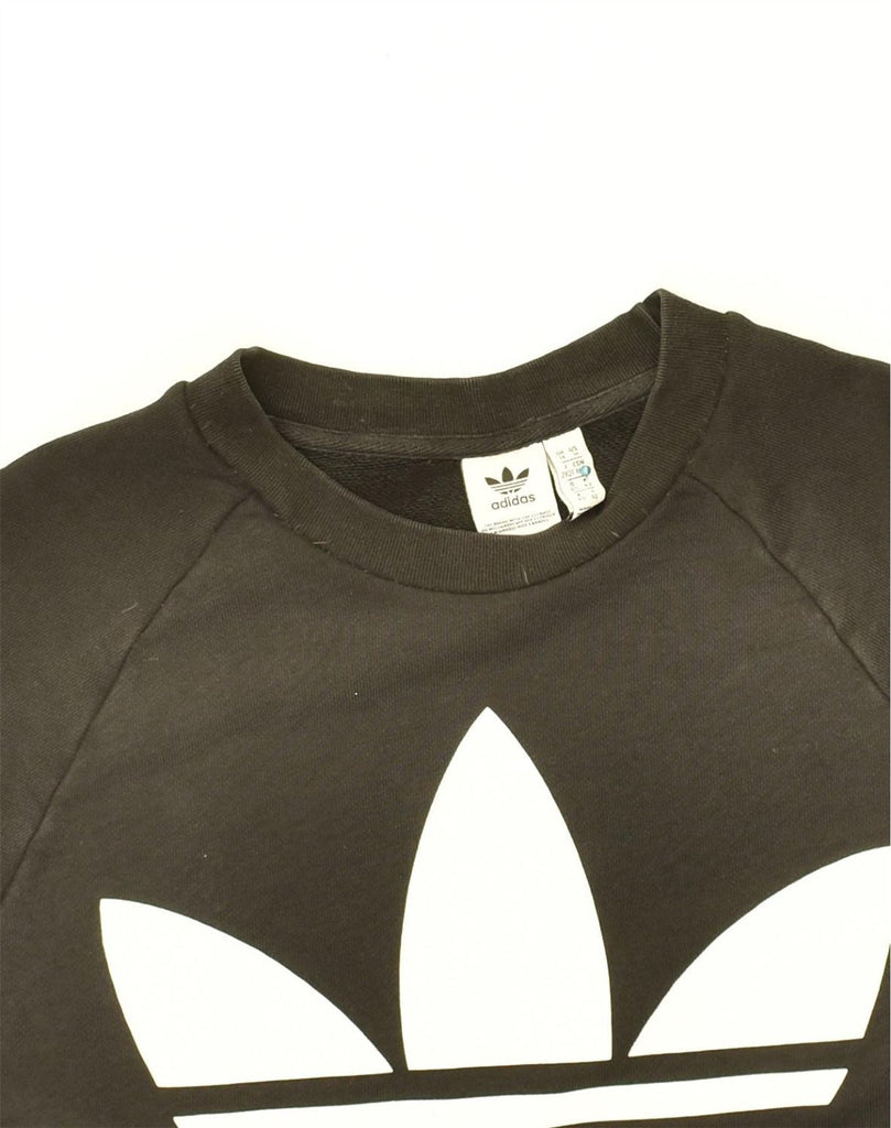 ADIDAS Womens Graphic Sweatshirt Jumper UK 14 Large  Black Cotton | Vintage Adidas | Thrift | Second-Hand Adidas | Used Clothing | Messina Hembry 